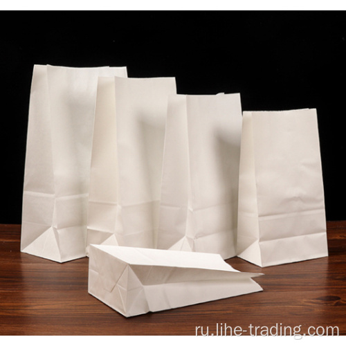 Индивидуальный квадратный плоский белый крафт-бумажный пакет с плоским дном